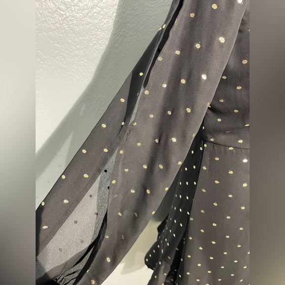 GB Gianni Bini Black Gold Polka Dot Dress - Picture 2 of 6